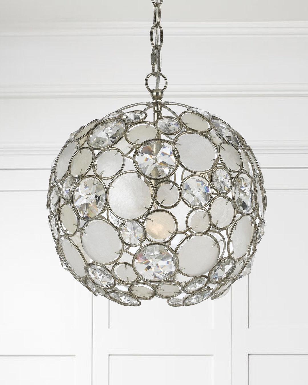 Crystorama Palla 1 Light Antique Silver Sphere Pendant