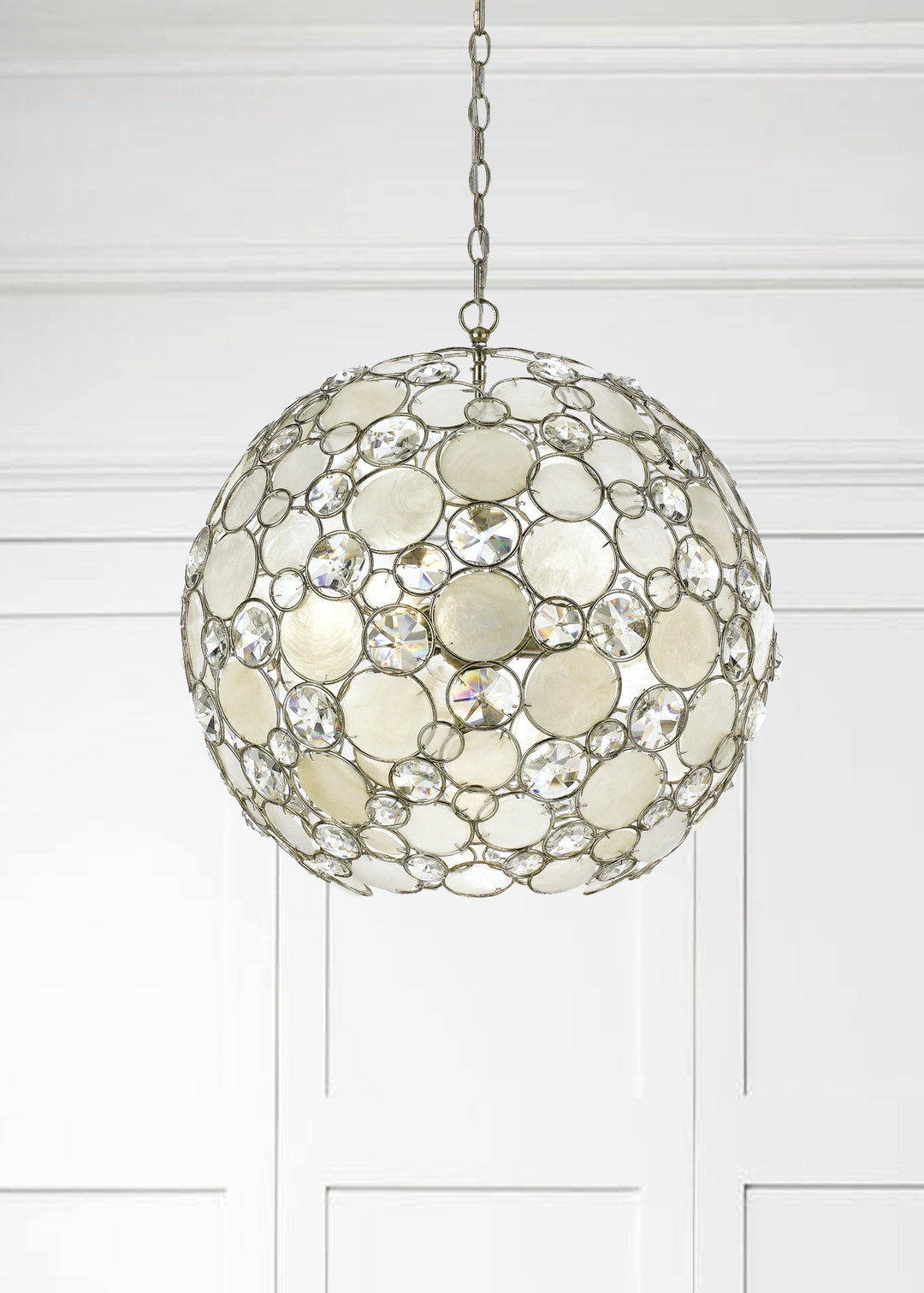 Crystorama Palla 6 Light Antique Silver Sphere Chandelier