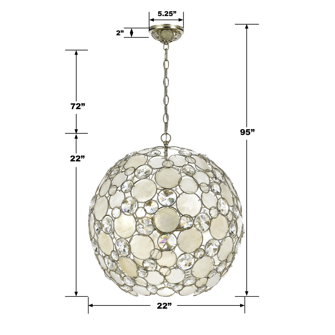 Crystorama Palla 6 Light Antique Silver Sphere Chandelier