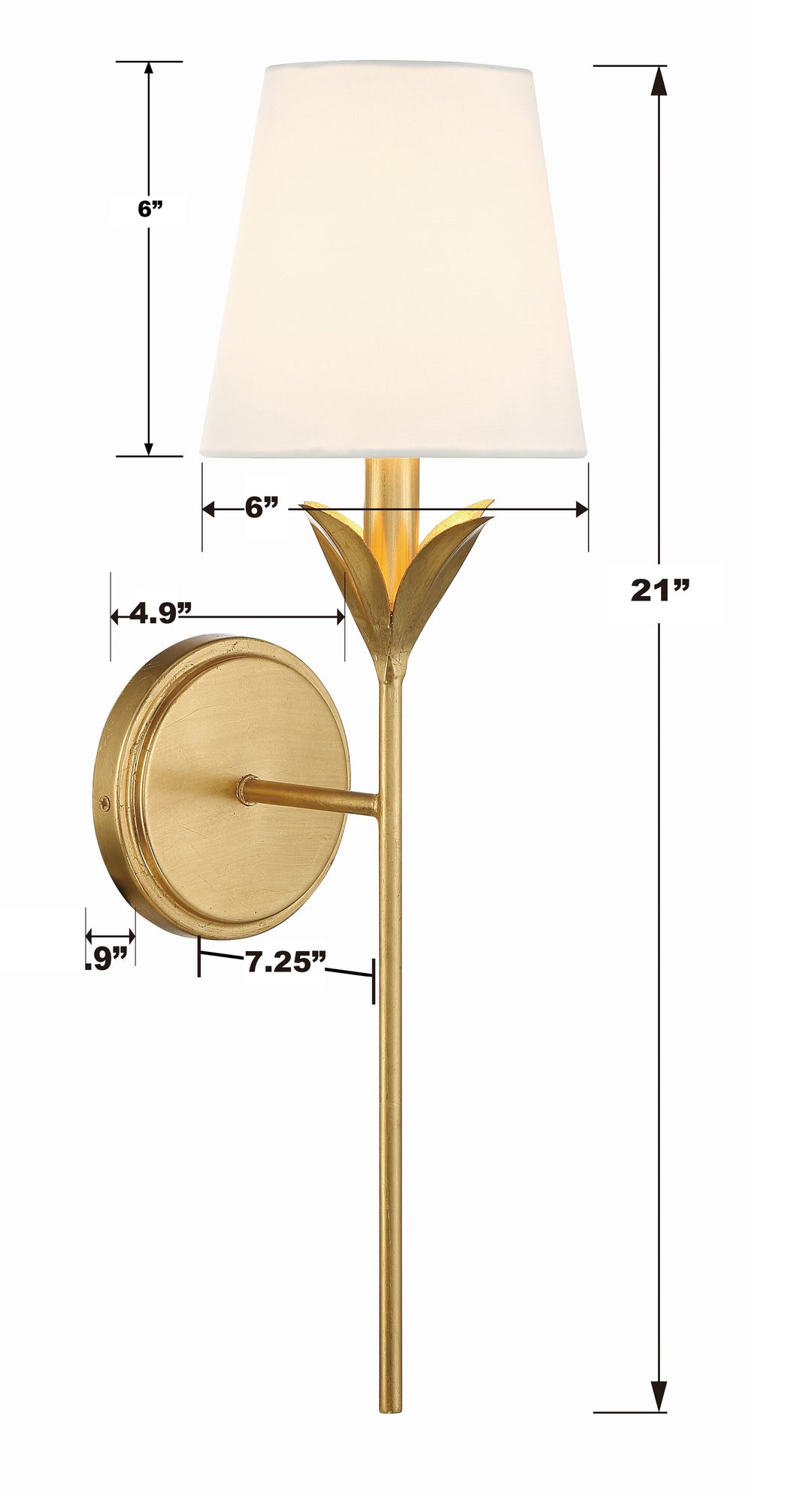 Crystorama Broche 1 Light Antique Gold Sconce