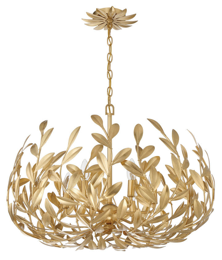 Crystorama Broche 6 Light Antique Gold Chandelier