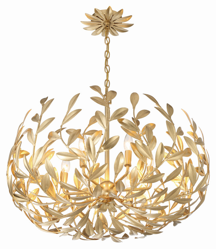 Crystorama Broche 6 Light Antique Gold Chandelier