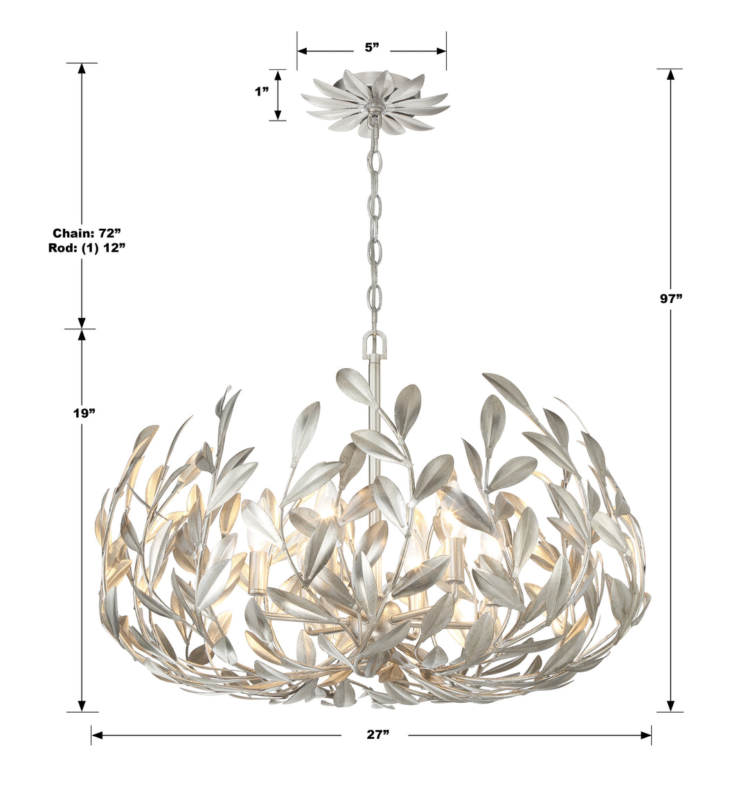 Crystorama Broche 6 Light Antique Gold Chandelier