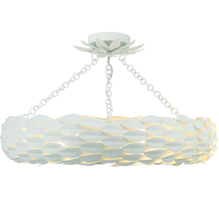 Crystorama Broche 6 Light Antique Gold Semi Flush Mount