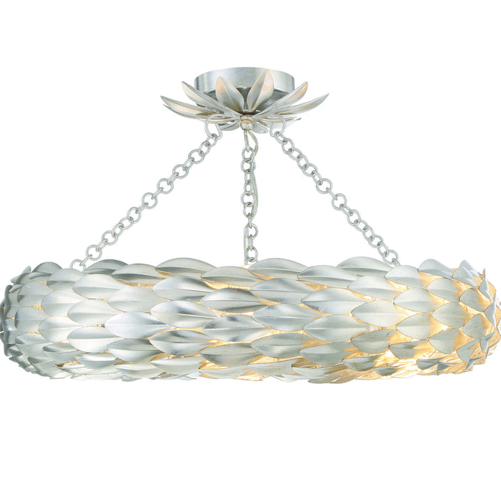 Crystorama Broche 6 Light Antique Gold Semi Flush Mount