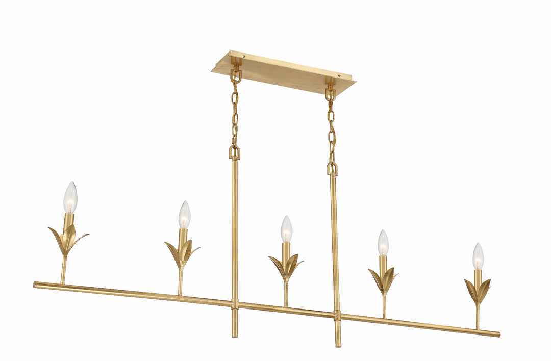 Crystorama Broche 5 Light Antique Gold Chandelier