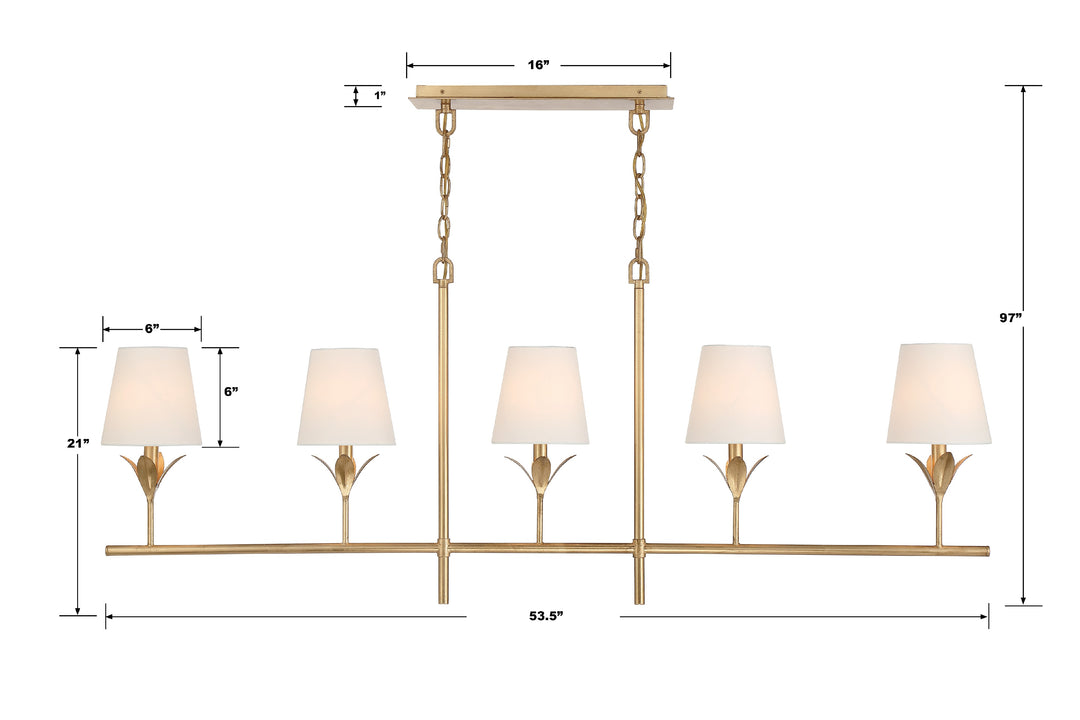 Crystorama Broche 5 Light Antique Gold Chandelier