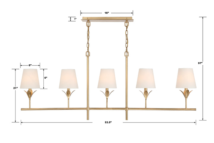 Crystorama Broche 5 Light Antique Gold Chandelier