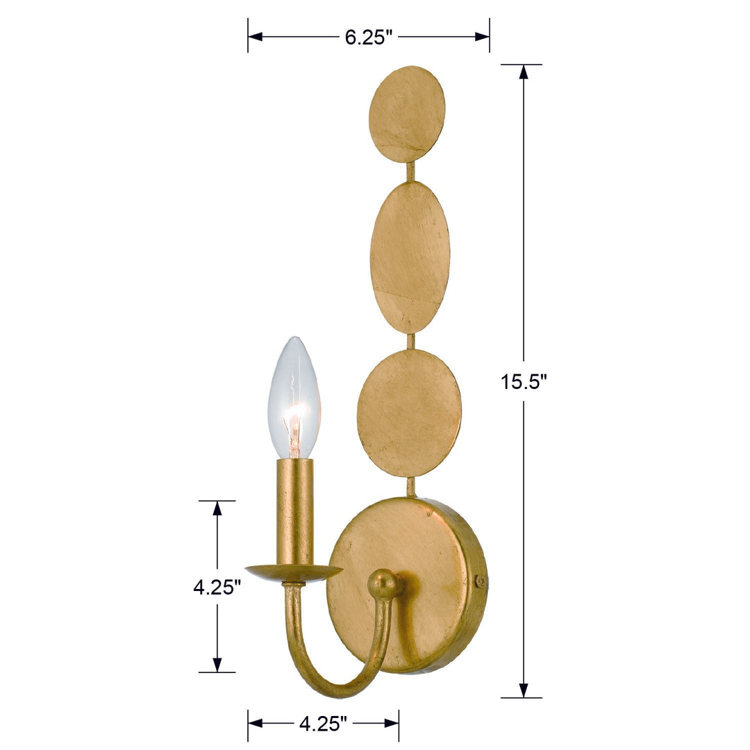 Crystorama Layla 1 Light Antique Gold Sconce