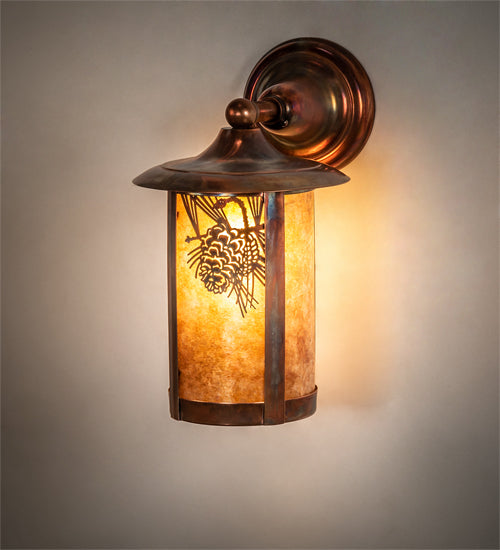 8" Wide Fulton Winter Pine Solid Mount Wall Sconce