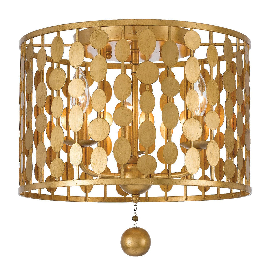 Layla 3 Light Antique Gold Flush Mount