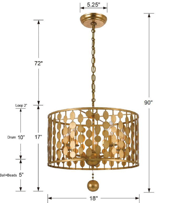 Crystorama Layla 5 Light Antique Gold Chandelier