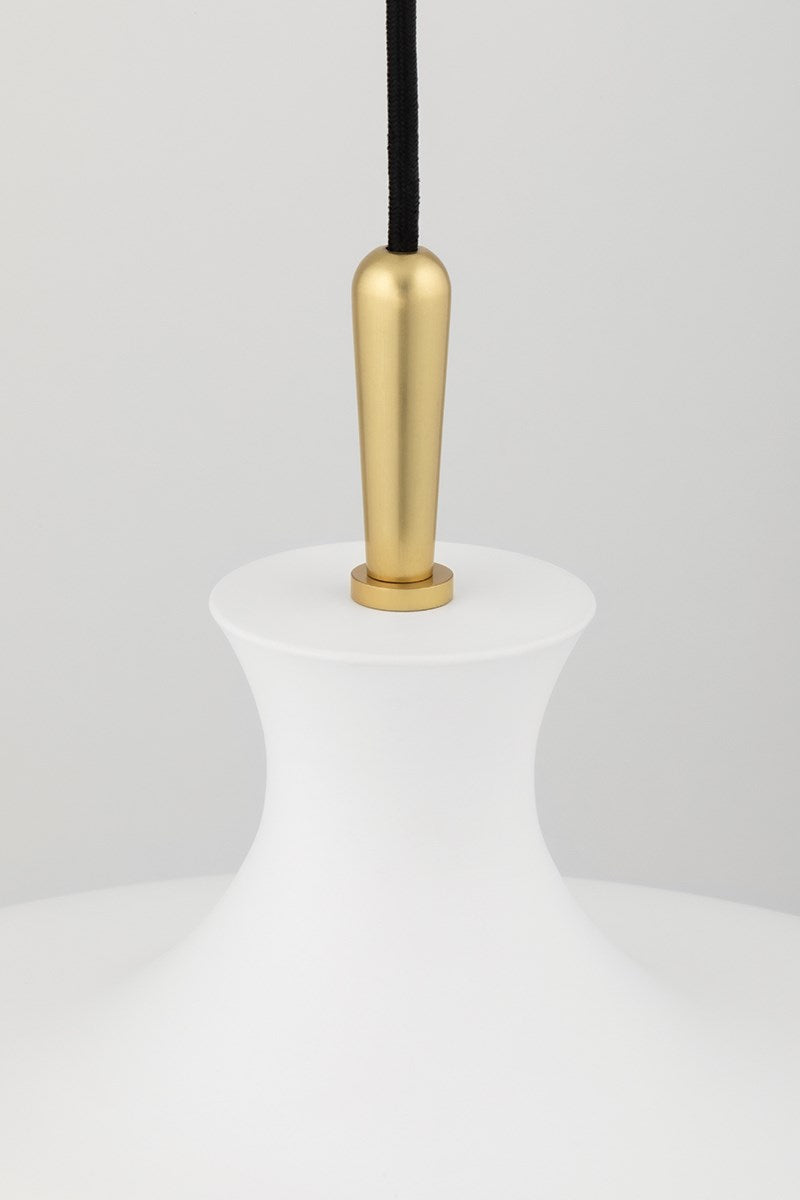 Cassidy Pendant 10" - Aged Brass/White