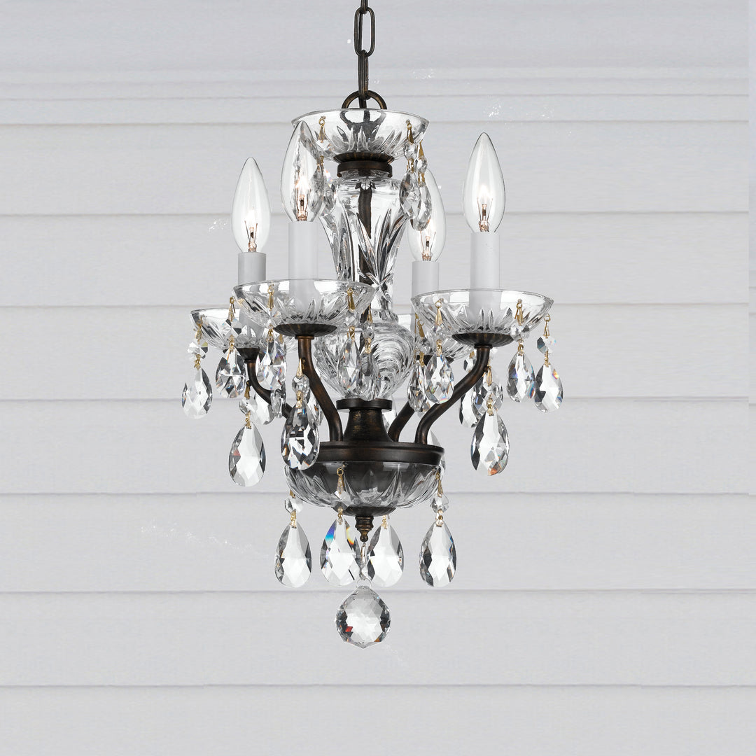 Crystorama Traditional Crystal 4 Light Spectra Crystal Polished English Bronze Mini Chandelier