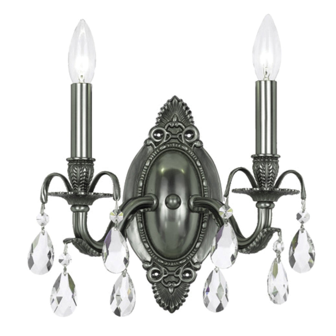 Dawson 2 Light Spectra Crystal Pewter Sconce