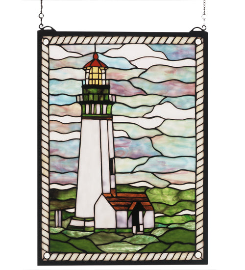 15"W X 20"H Yaquina Head Lighthouse Stained Glass Window