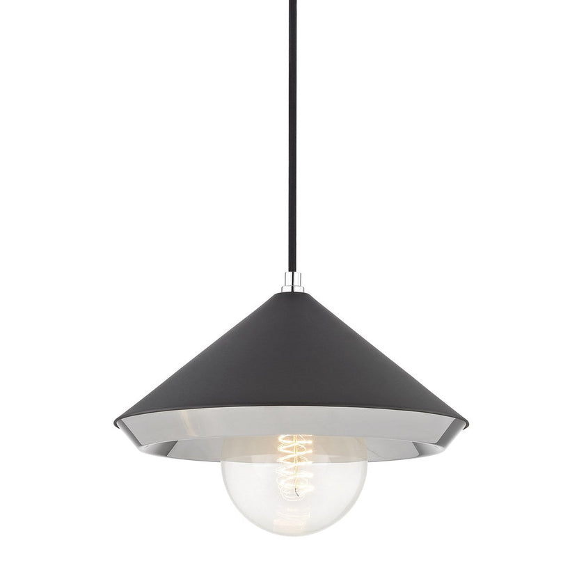 Marnie Pendant 9" - Polished Nickel/Dusk Black