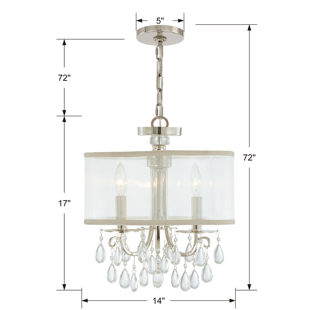 Crystorama Hampton 3 Light Antique Brass Etruscan Crystal Drum Shade Mini Chandelier