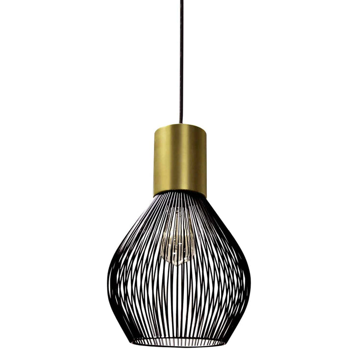 Dainolite 1 Light Incandescent Pendant, Vintage Bronze Finish with Black Frame