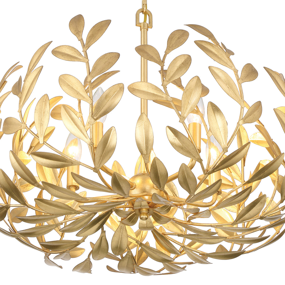 Crystorama Broche 5 Light Antique Gold Chandelier