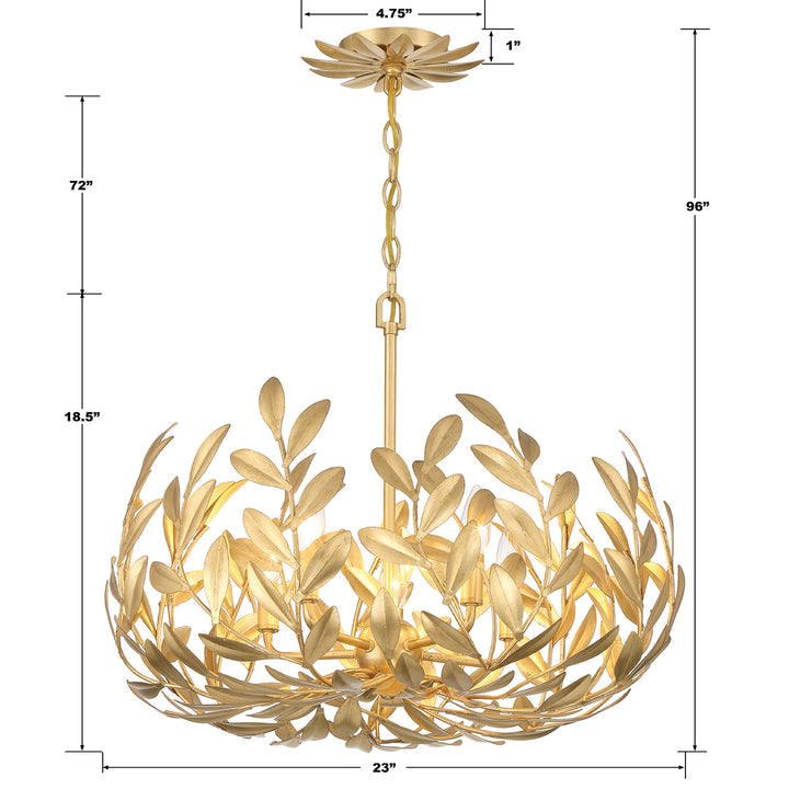 Crystorama Broche 5 Light Antique Gold Chandelier