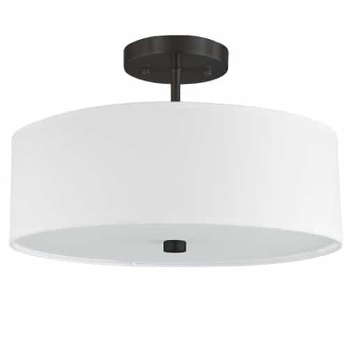 Dainolite 3 Light Incandescent Semi-Flush Mount Aged Brass with Black Shade