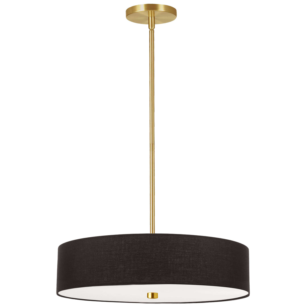 Dainolite 4 Light Incandescent Pendant Aged Brass with Black Shade