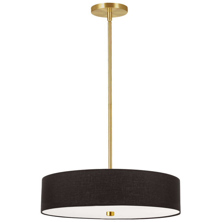 Dainolite 4 Light Incandescent Pendant Aged Brass with Black Shade