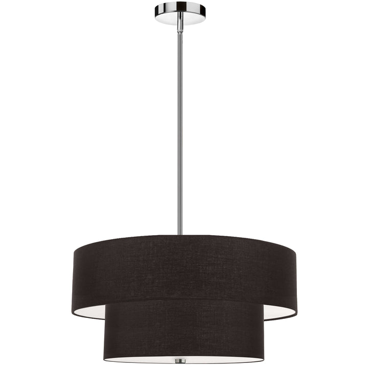 Dainolite 4 Light Incandescent 2 Tier Pendant, Aged Brass with Black Shade