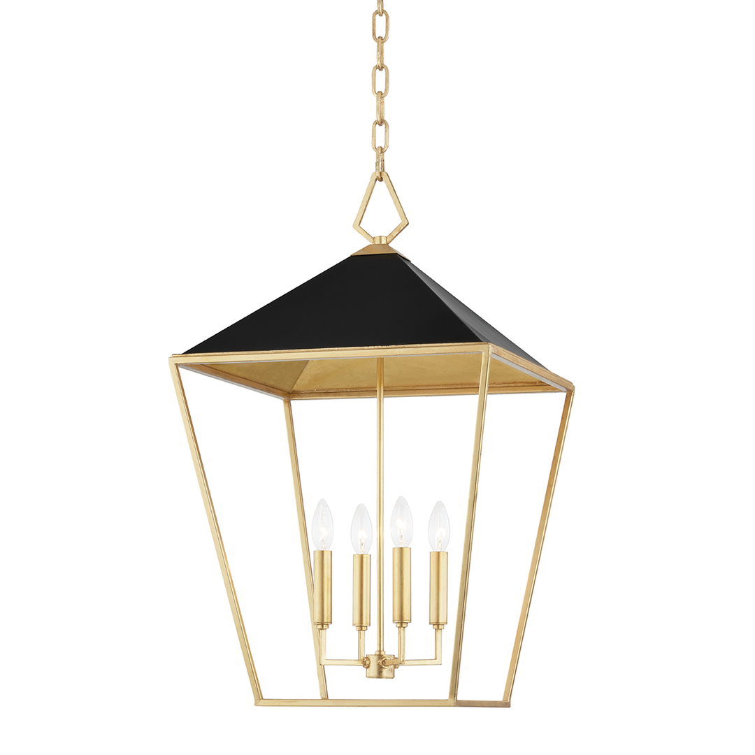 Paxton 4 Light Medium Pendant - Gold Leaf/Black