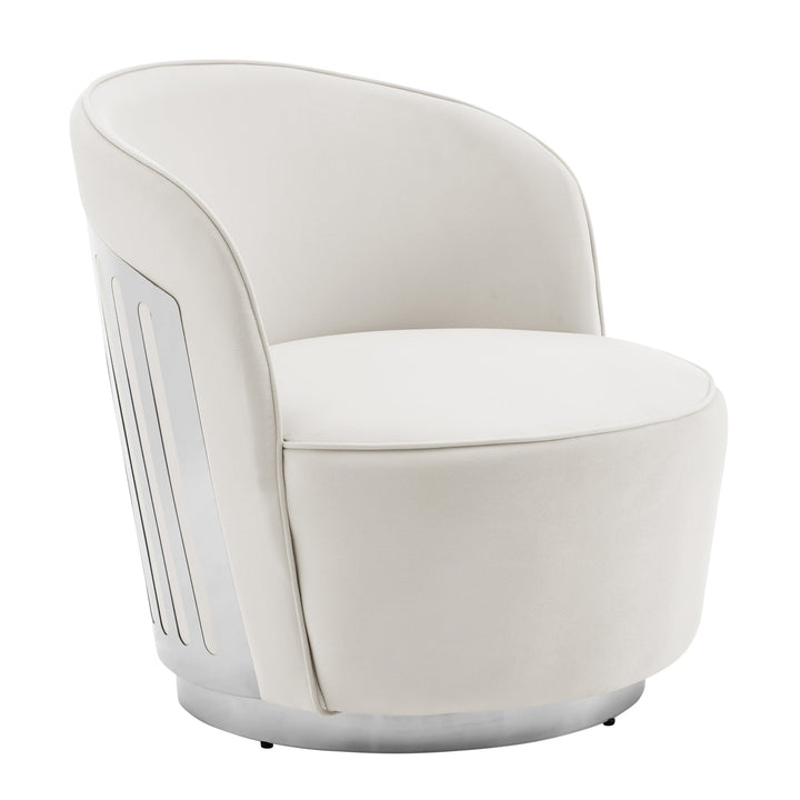 Finesse Decor Luxe Elegance Swivel Accent Chair with Chrome Back Detail