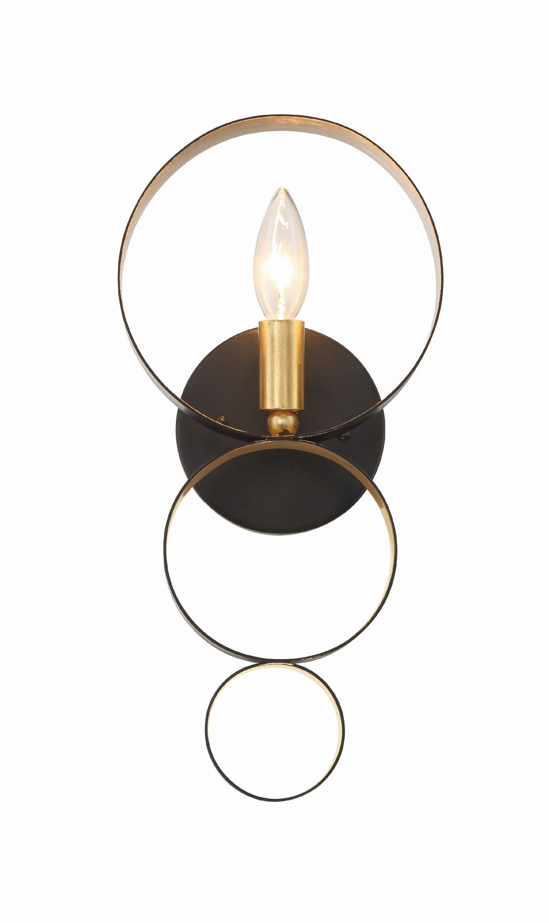 Crystorama Luna 1 Light English Bronze + Antique Gold Sphere Sconce