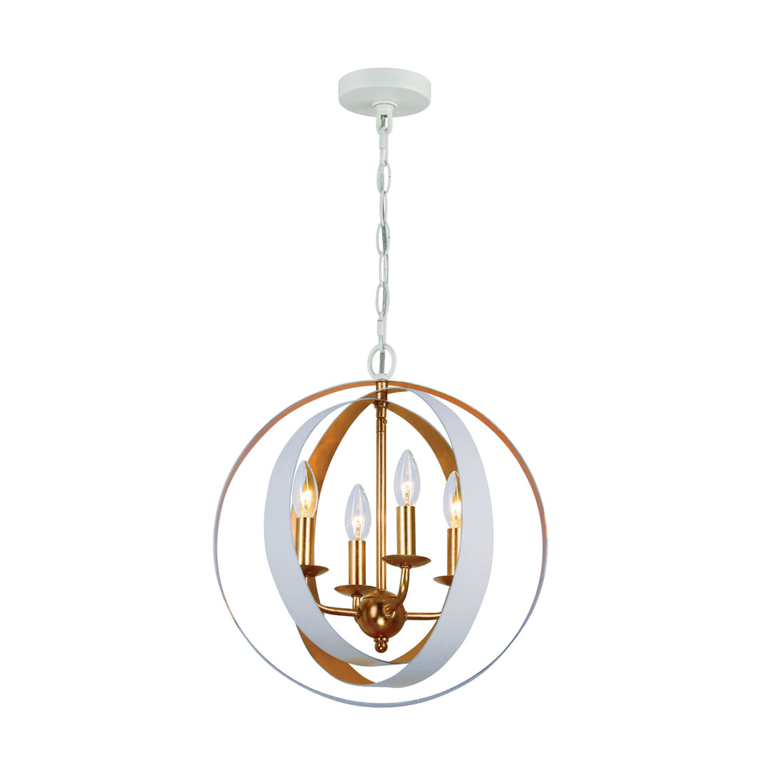 Luna 4 Light English Bronze + Antique Gold Sphere Mini Chandelier