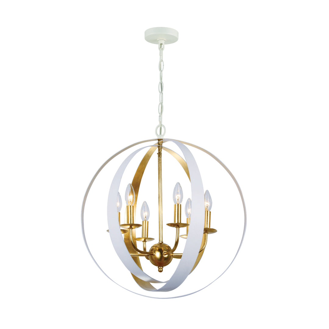 Luna 6 Light English Bronze + Antique Gold Sphere Large Chandelier