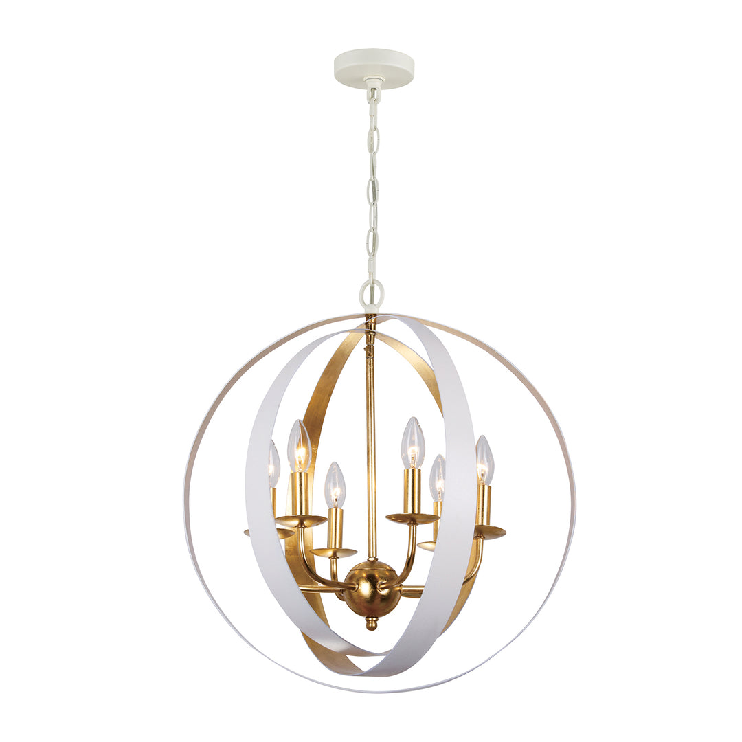 Crystorama Luna 6 Light English Bronze + Antique Gold Sphere Large Chandelier