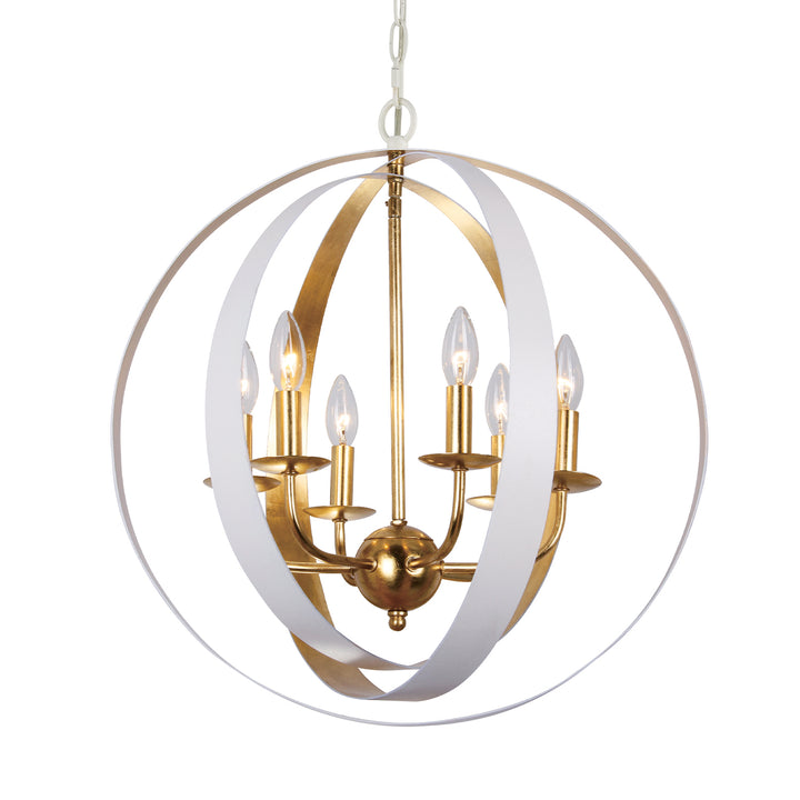 Crystorama Luna 6 Light English Bronze + Antique Gold Sphere Large Chandelier