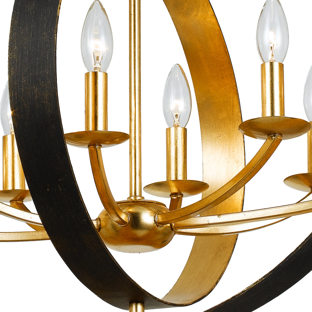 Crystorama Luna 8 Light English Bronze + Antique Gold Oval Chandelier