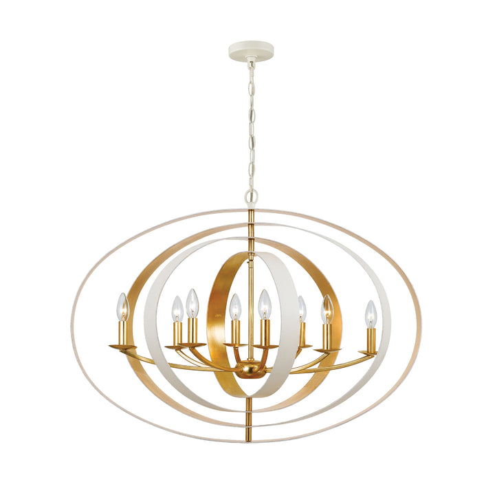 Luna 8 Light English Bronze + Antique Gold Oval Chandelier