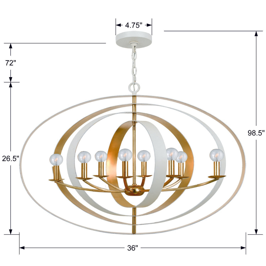 Crystorama Luna 8 Light English Bronze + Antique Gold Oval Chandelier