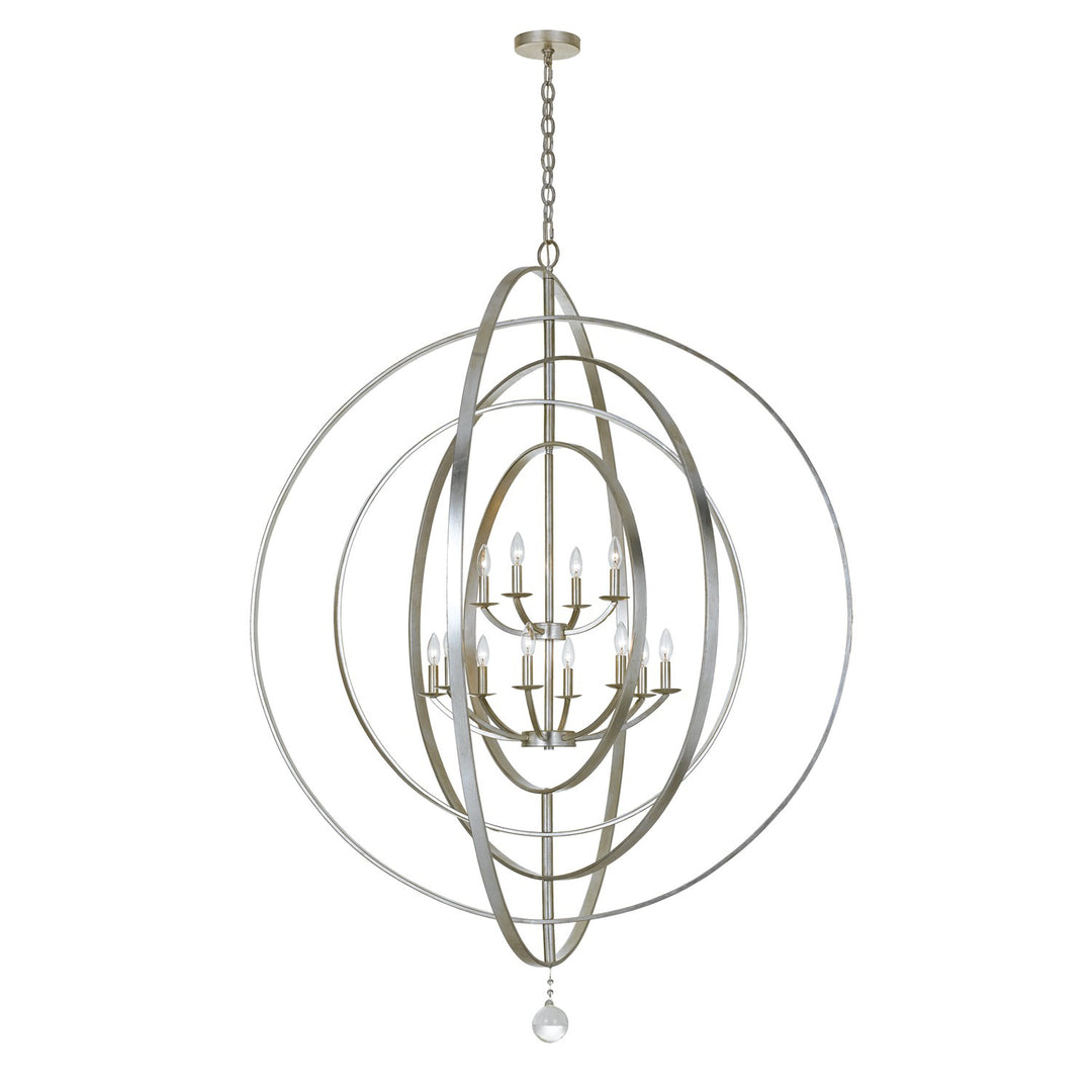 Luna 12 Light Antique Silver Sphere Chandelier