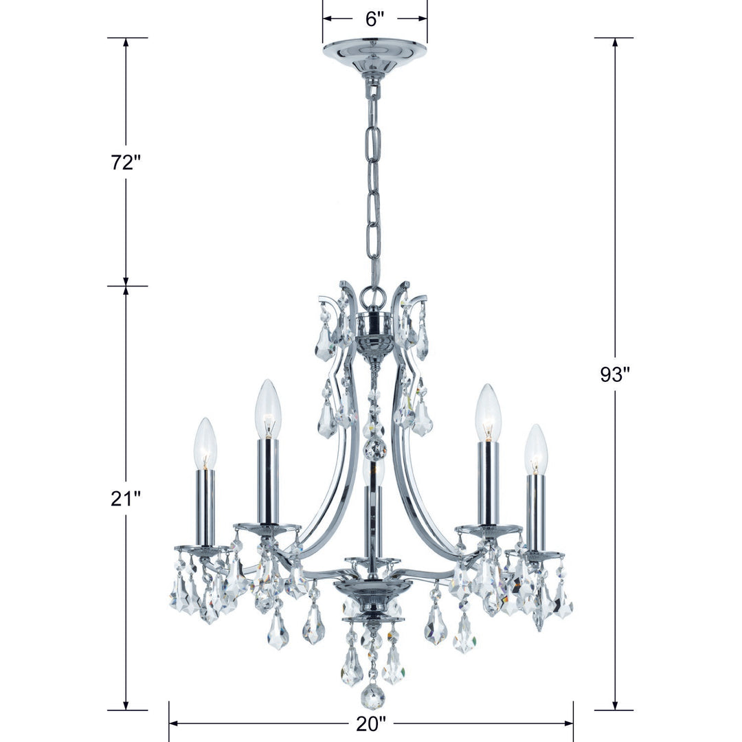 Crystorama Cedar 5 Light Swarovski Strass Crystal Polished Chrome Chandelier