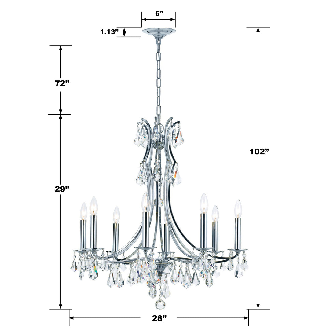 Crystorama Cedar 8 Light Polished Chrome Chandelier