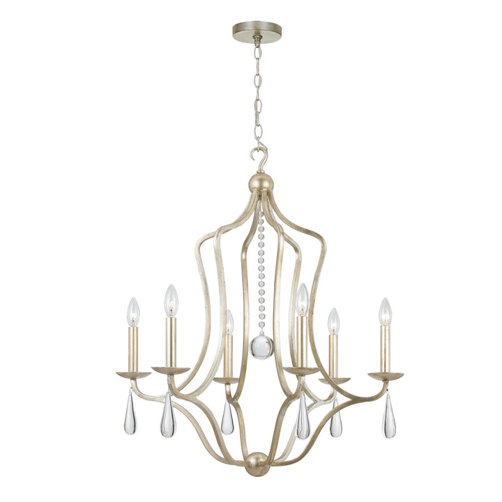 Crystorama Manning 6 Light Silver Leaf Chandelier