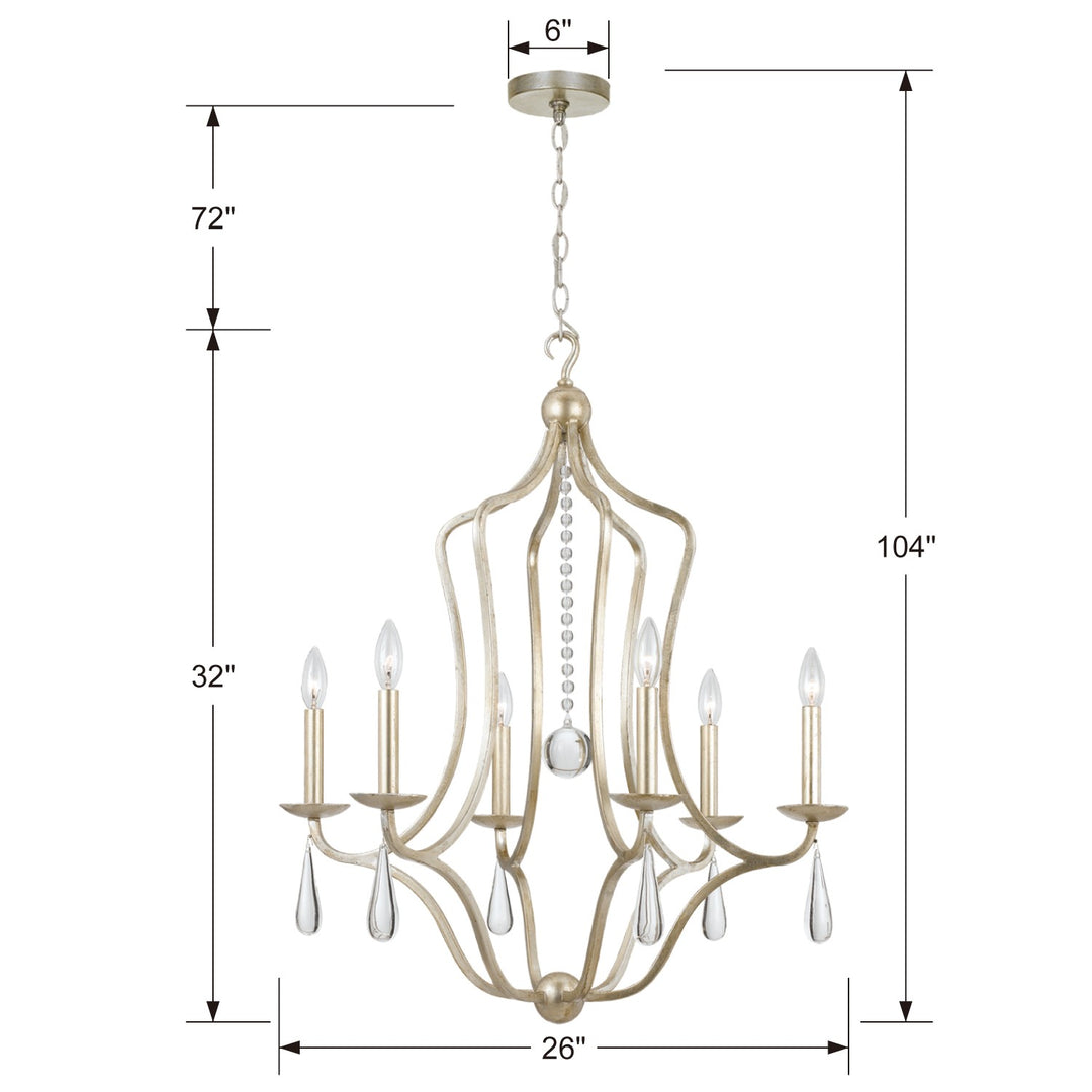 Crystorama Manning 6 Light Silver Leaf Chandelier