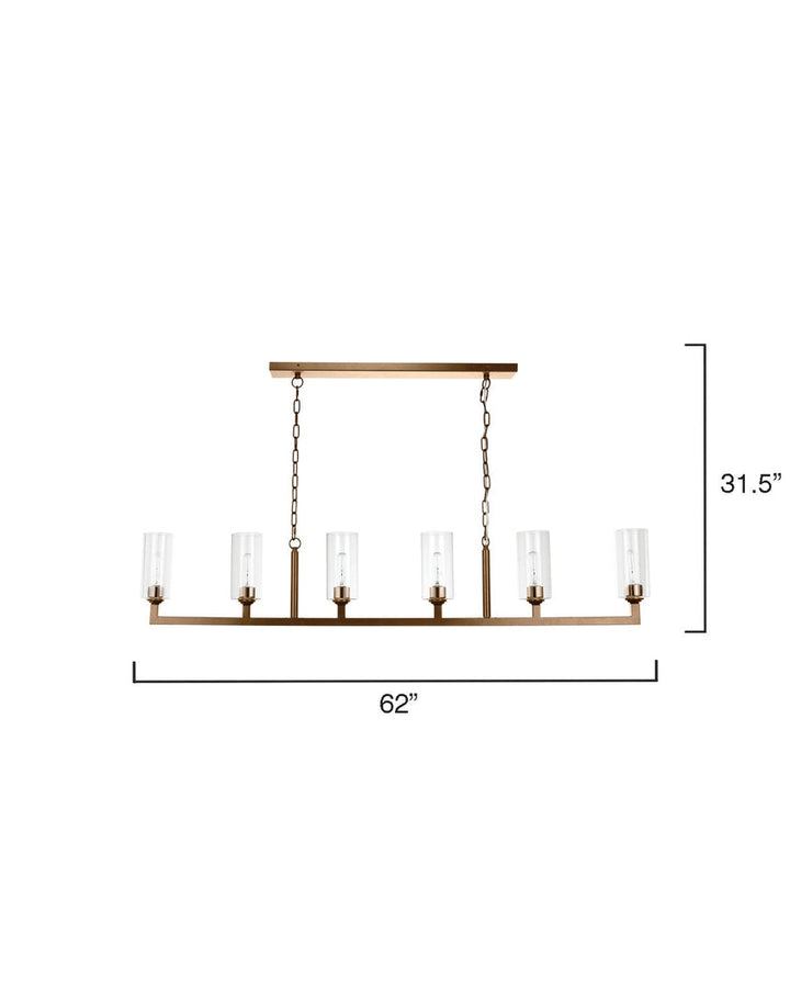 Linear 6 Light Chandelier-Brass-5LINE6-ABC