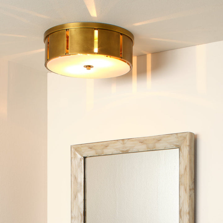 Small Orbit Flush Mount Ceiling Light-Antique Brass