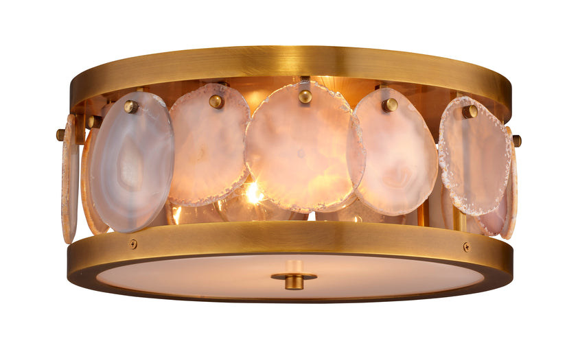 Small Upsala Agate Flush Mount Ceiling Light-Antique Brass