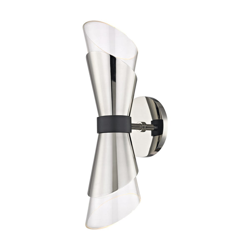 Angie Wall Sconce 15" - Polished Nickel/Dusk Black