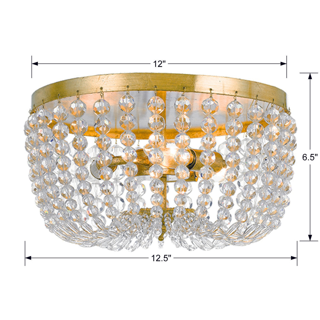 Crystorama Rylee 3 Light Antique Gold Flush Mount