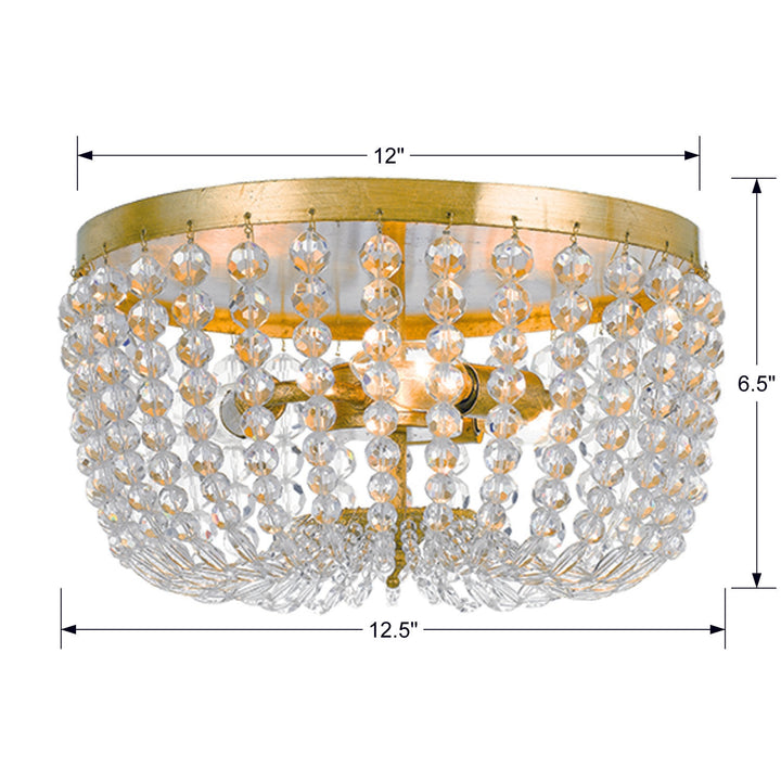 Crystorama Rylee 3 Light Antique Gold Flush Mount